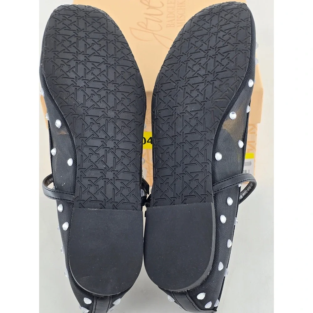Jewel Badgley Mischka Kaya Flats Womens 7.5 Black Mesh Rhinestone - New